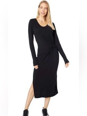 Sundry by Anthropologie Knotted Dress with Slit In Black Size 3 / Large